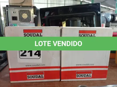 LOTE 214 - 02 CAIXAS DE SILICONE NEUTRO CONSTRUÇÃO COM 12 UNIDADES CADA MARCA SOUDAL. (NO ESTADO) ATENÇÃO! FAZER A VISITAÇÃO ANTES DE ARREMATAR, NÃO SABEMOS SE FUNCIONA. LEILÃO NÃO TEM GARANTIA E NEM DEVOLUÇÃO, SUJEITO A POSSÍVEIS AVARIAS VISÍVEIS/OCULTAS E/OU AUSÊNCIA DE COMPONENTES.