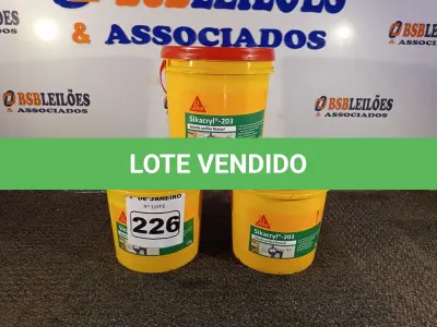 LOTE 226 - 03 BALDES DE SELANTE ACRÍLICO FLEXÍVEL SIKACRYL 203 5KG. (NO ESTADO) ATENÇÃO! FAZER A VISITAÇÃO ANTES DE ARREMATAR, NÃO SABEMOS SE FUNCIONA. LEILÃO NÃO TEM GARANTIA E NEM DEVOLUÇÃO, SUJEITO A POSSÍVEIS AVARIAS VISÍVEIS/OCULTAS E/OU AUSÊNCIA DE COMPONENTES.