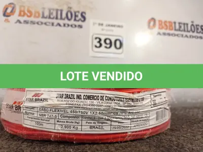LOTE 390 - 01 ROLO DE CABO FLEXÍVEL 100M 1X2,5MM NA COR VERMELHA (NOVO). (NO ESTADO) ATENÇÃO! FAZER A VISITAÇÃO ANTES DE ARREMATAR, NÃO SABEMOS SE FUNCIONA. LEILÃO NÃO TEM GARANTIA E NEM DEVOLUÇÃO, SUJEITO A POSSÍVEIS AVARIAS VISÍVEIS/OCULTAS E/OU AUSÊNCIA DE COMPONENTES.