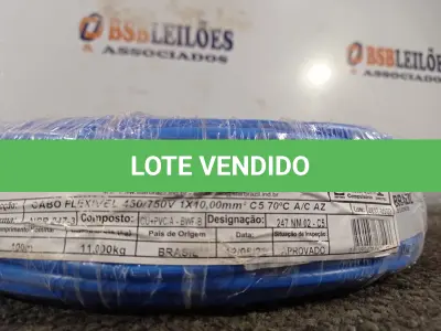 LOTE 170 - 01 ROLO DE CABO FLEXÍVEL 100M 1X10MM NA COR AZUL(NOVO). (NO ESTADO) ATENÇÃO! FAZER A VISITAÇÃO ANTES DE ARREMATAR, NÃO SABEMOS SE FUNCIONA. LEILÃO NÃO TEM GARANTIA E NEM DEVOLUÇÃO, SUJEITO A POSSÍVEIS AVARIAS VISÍVEIS/OCULTAS E/OU AUSÊNCIA DE COMPONENTES.