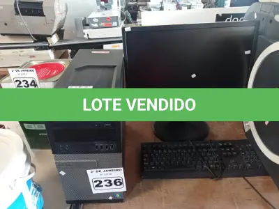 LOTE 236 - 01 CPU, 01 TECLADO E 01 MONITOR. (NO ESTADO) ATENÇÃO! FAZER A VISITAÇÃO ANTES DE ARREMATAR, NÃO SABEMOS SE FUNCIONA. LEILÃO NÃO TEM GARANTIA E NEM DEVOLUÇÃO, SUJEITO A POSSÍVEIS AVARIAS VISÍVEIS/OCULTAS E/OU AUSÊNCIA DE COMPONENTES.
