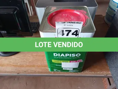 LOTE 474 - 01 LATA DE TINTA IQUINE DIAPISO 18L NA COR VERMELHA. (NO ESTADO) ATENÇÃO! FAZER A VISITAÇÃO ANTES DE ARREMATAR, NÃO SABEMOS SE FUNCIONA. LEILÃO NÃO TEM GARANTIA E NEM DEVOLUÇÃO, SUJEITO A POSSÍVEIS AVARIAS VISÍVEIS/OCULTAS E/OU AUSÊNCIA DE COMPONENTES.