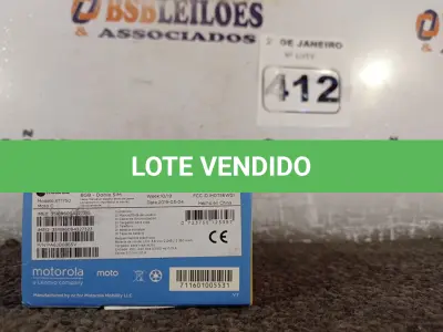 LOTE 412 - 01 CELULAR MOTOC MODELO:XT1750 8GB MARCA LENOVO. (NO ESTADO) ATENÇÃO! FAZER A VISITAÇÃO ANTES DE ARREMATAR, NÃO SABEMOS SE FUNCIONA. LEILÃO NÃO TEM GARANTIA E NEM DEVOLUÇÃO, SUJEITO A POSSÍVEIS AVARIAS VISÍVEIS/OCULTAS E/OU AUSÊNCIA DE COMPONENTES.