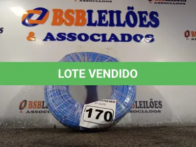 LOTE 170 - 01 ROLO DE CABO FLEXÍVEL 100M 1X10MM NA COR AZUL(NOVO). (NO ESTADO) ATENÇÃO! FAZER A VISITAÇÃO ANTES DE ARREMATAR, NÃO SABEMOS SE FUNCIONA. LEILÃO NÃO TEM GARANTIA E NEM DEVOLUÇÃO, SUJEITO A POSSÍVEIS AVARIAS VISÍVEIS/OCULTAS E/OU AUSÊNCIA DE COMPONENTES.