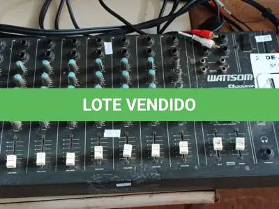 LOTE 469 - 01 MESA DE SOM MARCA WATTSOM MODLO:MXS 8 CANAIS. (NO ESTADO) ATENÇÃO! FAZER A VISITAÇÃO ANTES DE ARREMATAR, NÃO SABEMOS SE FUNCIONA. LEILÃO NÃO TEM GARANTIA E NEM DEVOLUÇÃO, SUJEITO A POSSÍVEIS AVARIAS VISÍVEIS/OCULTAS E/OU AUSÊNCIA DE COMPONENTES.