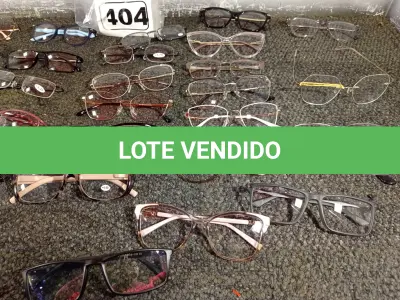 LOTE 404 - 01 LOTE COM APROXIMADAMENTE 30 ARMAÇÕES DE ÓCULOS. (NO ESTADO) ATENÇÃO! FAZER A VISITAÇÃO ANTES DE ARREMATAR, NÃO SABEMOS SE FUNCIONA. LEILÃO NÃO TEM GARANTIA E NEM DEVOLUÇÃO, SUJEITO A POSSÍVEIS AVARIAS VISÍVEIS/OCULTAS E/OU AUSÊNCIA DE COMPONENTES.