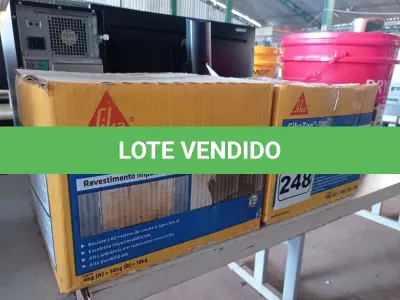 LOTE 248 - 02 CAIXAS DE REVESTIMENTO IMPERMEABILIZANTE SEMI-FLEXIVEL SIKA TOP 100 18KG. (NO ESTADO) ATENÇÃO! FAZER A VISITAÇÃO ANTES DE ARREMATAR, NÃO SABEMOS SE FUNCIONA. LEILÃO NÃO TEM GARANTIA E NEM DEVOLUÇÃO, SUJEITO A POSSÍVEIS AVARIAS VISÍVEIS/OCULTAS E/OU AUSÊNCIA DE COMPONENTES.