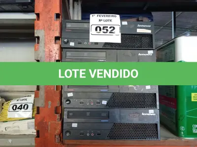 LOTE 052 - 04 CPU’S MARCAS LENOVO PARA RETIRADA DE PEÇAS. (NO ESTADO) ATENÇÃO! FAZER A VISITAÇÃO ANTES DE ARREMATAR, NÃO SABEMOS SE FUNCIONA. LEILÃO NÃO TEM GARANTIA E NEM DEVOLUÇÃO, SUJEITO A POSSÍVEIS AVARIAS VISÍVEIS/OCULTAS E/OU AUSÊNCIA DE COMPONENTES.