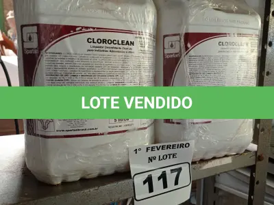 LOTE 117 - 20 LITROS DE CLOROCLEAN. (NO ESTADO) ATENÇÃO! FAZER A VISITAÇÃO ANTES DE ARREMATAR, NÃO SABEMOS SE FUNCIONA. LEILÃO NÃO TEM GARANTIA E NEM DEVOLUÇÃO, SUJEITO A POSSÍVEIS AVARIAS VISÍVEIS/OCULTAS E/OU AUSÊNCIA DE COMPONENTES.