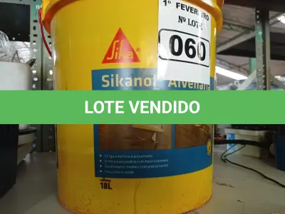 LOTE 060 - 01 BALDE DE SIKANOL ALVENARIA, ADITIVO PLASTIFICANTE PRA ARGAMASSA DE ASSENTAMENTO E REBOCO 18L. (NO ESTADO) ATENÇÃO! FAZER A VISITAÇÃO ANTES DE ARREMATAR, NÃO SABEMOS SE FUNCIONA. LEILÃO NÃO TEM GARANTIA E NEM DEVOLUÇÃO, SUJEITO A POSSÍVEIS AVARIAS VISÍVEIS/OCULTAS E/OU AUSÊNCIA DE COMPONENTES.