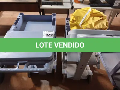 LOTE 495 - 02 CARRINHOS PARA LIMPEZA INDUSTRIAL INCOMPLETO. (NO ESTADO) ATENÇÃO! FAZER A VISITAÇÃO ANTES DE ARREMATAR, NÃO SABEMOS SE FUNCIONA. LEILÃO NÃO TEM GARANTIA E NEM DEVOLUÇÃO, SUJEITO A POSSÍVEIS AVARIAS VISÍVEIS/OCULTAS E/OU AUSÊNCIA DE COMPONENTES.