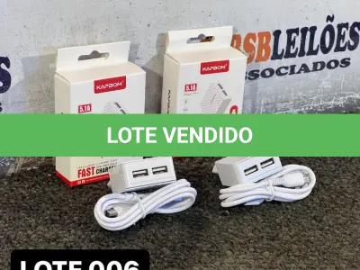 LOTE 006 - 02 KITS CARREGADORES COM ENTRADA USB DUPLA( NOVO ) ( NO ESTADO )