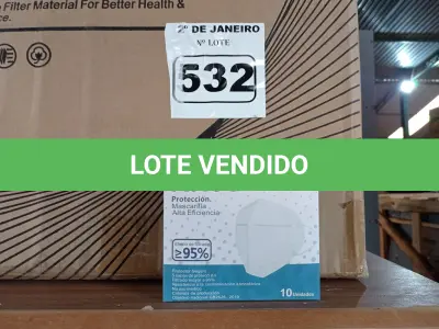 LOTE 532 - 01 CAIXA COM APROXIMADAMENTE 1.000 MASCARAS DESCARTÁVEIS KN95 . (NO ESTADO) ATENÇÃO! FAZER A VISITAÇÃO ANTES DE ARREMATAR, NÃO SABEMOS SE FUNCIONA. LEILÃO NÃO TEM GARANTIA E NEM DEVOLUÇÃO, SUJEITO A POSSÍVEIS AVARIAS VISÍVEIS/OCULTAS E/OU AUSÊNCIA DE COMPONENTES.