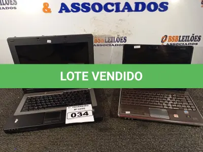 LOTE 034 - 02 NOTEBOOK’S MARCAS E MODELOS DIVERSOS PARA RETIRADA DE PEÇAS. (NO ESTADO) ATENÇÃO! FAZER A VISITAÇÃO ANTES DE ARREMATAR, NÃO SABEMOS SE FUNCIONA. LEILÃO NÃO TEM GARANTIA E NEM DEVOLUÇÃO, SUJEITO A POSSÍVEIS AVARIAS VISÍVEIS/OCULTAS E/OU AUSÊNCIA DE COMPONENTES.