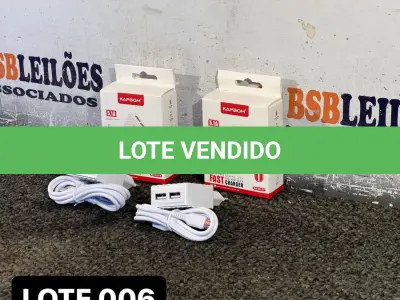 LOTE 006 - 02 KITS CARREGADORES COM ENTRADA USB DUPLA( NOVO ) ( NO ESTADO )