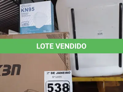 LOTE 538 - 01 CAIXA COM APROXIMADAMENTE 1.000 MASCARAS DESCARTÁVEIS KN95 . (NO ESTADO) ATENÇÃO! FAZER A VISITAÇÃO ANTES DE ARREMATAR, NÃO SABEMOS SE FUNCIONA. LEILÃO NÃO TEM GARANTIA E NEM DEVOLUÇÃO, SUJEITO A POSSÍVEIS AVARIAS VISÍVEIS/OCULTAS E/OU AUSÊNCIA DE COMPONENTES.