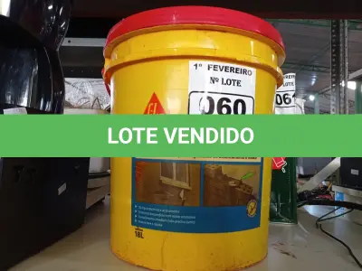 LOTE 060 - 01 BALDE DE SIKANOL ALVENARIA, ADITIVO PLASTIFICANTE PRA ARGAMASSA DE ASSENTAMENTO E REBOCO 18L. (NO ESTADO) ATENÇÃO! FAZER A VISITAÇÃO ANTES DE ARREMATAR, NÃO SABEMOS SE FUNCIONA. LEILÃO NÃO TEM GARANTIA E NEM DEVOLUÇÃO, SUJEITO A POSSÍVEIS AVARIAS VISÍVEIS/OCULTAS E/OU AUSÊNCIA DE COMPONENTES.