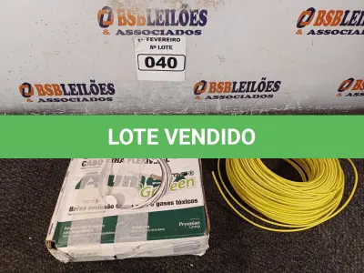 LOTE 040 - 02 ROLOS DE CABO 2,5MM INCOMPLETOS. (NO ESTADO) ATENÇÃO! FAZER A VISITAÇÃO ANTES DE ARREMATAR, NÃO SABEMOS SE FUNCIONA. LEILÃO NÃO TEM GARANTIA E NEM DEVOLUÇÃO, SUJEITO A POSSÍVEIS AVARIAS VISÍVEIS/OCULTAS E/OU AUSÊNCIA DE COMPONENTES.