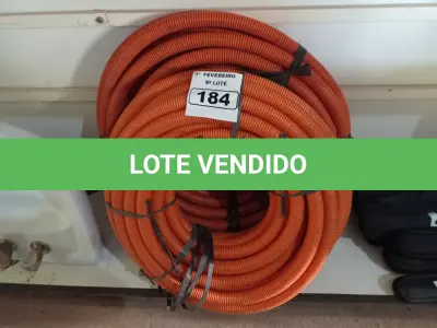 LOTE 184 - 02 ROLOS DE MANGUEIRA CORRUGADA. (NO ESTADO) ATENÇÃO! FAZER A VISITAÇÃO ANTES DE ARREMATAR, NÃO SABEMOS SE FUNCIONA. LEILÃO NÃO TEM GARANTIA E NEM DEVOLUÇÃO, SUJEITO A POSSÍVEIS AVARIAS VISÍVEIS/OCULTAS E/OU AUSÊNCIA DE COMPONENTES.
