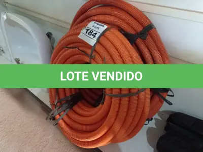 LOTE 184 - 02 ROLOS DE MANGUEIRA CORRUGADA. (NO ESTADO) ATENÇÃO! FAZER A VISITAÇÃO ANTES DE ARREMATAR, NÃO SABEMOS SE FUNCIONA. LEILÃO NÃO TEM GARANTIA E NEM DEVOLUÇÃO, SUJEITO A POSSÍVEIS AVARIAS VISÍVEIS/OCULTAS E/OU AUSÊNCIA DE COMPONENTES.