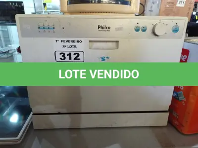 LOTE 312 - 01 LAVA-LOUÇAS MARCA PHILCO. (NO ESTADO) ATENÇÃO! FAZER A VISITAÇÃO ANTES DE ARREMATAR, NÃO SABEMOS SE FUNCIONA. LEILÃO NÃO TEM GARANTIA E NEM DEVOLUÇÃO, SUJEITO A POSSÍVEIS AVARIAS VISÍVEIS/OCULTAS E/OU AUSÊNCIA DE COMPONENTES.