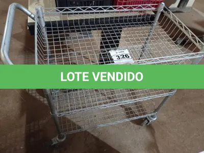 LOTE 326 - 01 CARRINHO PARA TRANSPORTE DE ALIMENTOS.  (NO ESTADO) ATENÇÃO! FAZER A VISITAÇÃO ANTES DE ARREMATAR, NÃO SABEMOS SE FUNCIONA. LEILÃO NÃO TEM GARANTIA E NEM DEVOLUÇÃO, SUJEITO A POSSÍVEIS AVARIAS VISÍVEIS/OCULTAS E/OU AUSÊNCIA DE COMPONENTES.