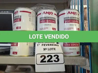 LOTE 223 - 12 LATAS DE COLA PLÁSTICA ANJO 1KG. (NO ESTADO) ATENÇÃO! FAZER A VISITAÇÃO ANTES DE ARREMATAR, NÃO SABEMOS SE FUNCIONA. LEILÃO NÃO TEM GARANTIA E NEM DEVOLUÇÃO, SUJEITO A POSSÍVEIS AVARIAS VISÍVEIS/OCULTAS E/OU AUSÊNCIA DE COMPONENTES.