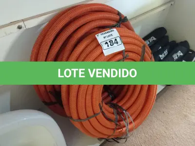LOTE 184 - 02 ROLOS DE MANGUEIRA CORRUGADA. (NO ESTADO) ATENÇÃO! FAZER A VISITAÇÃO ANTES DE ARREMATAR, NÃO SABEMOS SE FUNCIONA. LEILÃO NÃO TEM GARANTIA E NEM DEVOLUÇÃO, SUJEITO A POSSÍVEIS AVARIAS VISÍVEIS/OCULTAS E/OU AUSÊNCIA DE COMPONENTES.