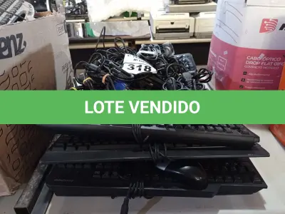 LOTE 318 - 01 LOTE COM VÁRIOS TECLADOS, CABOS DE FORÇA, MOUSES E CABOS DE VÍDEO MARCAS E MODELOS DIVERSOS. (NO ESTADO) ATENÇÃO! FAZER A VISITAÇÃO ANTES DE ARREMATAR, NÃO SABEMOS SE FUNCIONA. LEILÃO NÃO TEM GARANTIA E NEM DEVOLUÇÃO, SUJEITO A POSSÍVEIS AVARIAS VISÍVEIS/OCULTAS E/OU AUSÊNCIA DE COMPONENTES.