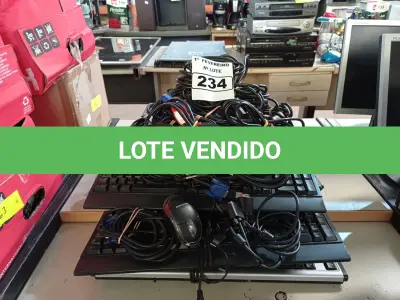 LOTE 234 - 01 LOTE COM VÁRIOS TECLADOS, CABOS DE FORÇA, MOUSES E CABOS DE VÍDEO MARCAS E MODELOS DIVERSOS. (NO ESTADO) ATENÇÃO! FAZER A VISITAÇÃO ANTES DE ARREMATAR, NÃO SABEMOS SE FUNCIONA. LEILÃO NÃO TEM GARANTIA E NEM DEVOLUÇÃO, SUJEITO A POSSÍVEIS AVARIAS VISÍVEIS/OCULTAS E/OU AUSÊNCIA DE COMPONENTES.