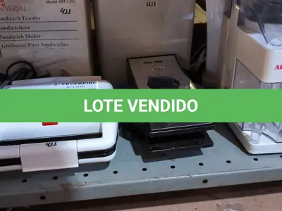 LOTE 025 - 01 LOTE COM CREPEIRA, TORRADEIRA, PROCESSADOR DE ALIMENTOS E SANDUICHEIRA (NO ESTADO, NÃO SABEMOS SE FUNCIONA. LEILÃO NÃO TEM GARANTIA E NEM DEVOLUÇÃO).