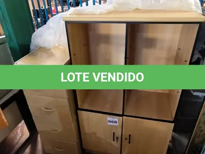 LOTE 066 - 01 ARQUIVO EM MADEIRA E 01 ARMÁRIO EM MADEIRA (NO ESTADO, NÃO SABEMOS SE FUNCIONA. LEILÃO NÃO TEM GARANTIA E NEM DEVOLUÇÃO).