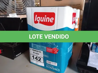 LOTE 142 - 01 LATA DE TINTA IQUINE DIATEX PINTA MAIS 18L FOSCO AVELUDADO COR VERDE PISCINA. (NO ESTADO) ATENÇÃO! FAZER A VISITAÇÃO ANTES DE ARREMATAR, NÃO SABEMOS SE FUNCIONA. LEILÃO NÃO TEM GARANTIA E NEM DEVOLUÇÃO, SUJEITO A POSSÍVEIS AVARIAS VISÍVEIS/OCULTAS E/OU AUSÊNCIA DE COMPONENTES.