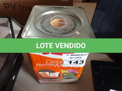 LOTE 143 - 01 LATA DE TINTA IQUINE DELANIL RENDE MUITO 18L FOSCO BASE “C”. (NO ESTADO) ATENÇÃO! FAZER A VISITAÇÃO ANTES DE ARREMATAR, NÃO SABEMOS SE FUNCIONA. LEILÃO NÃO TEM GARANTIA E NEM DEVOLUÇÃO, SUJEITO A POSSÍVEIS AVARIAS VISÍVEIS/OCULTAS E/OU AUSÊNCIA DE COMPONENTES.