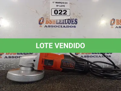 LOTE 022 - 01 ESMERILHADEIRA MARCA BLACK DECKER 220V. (NO ESTADO) ATENÇÃO! FAZER A VISITAÇÃO ANTES DE ARREMATAR, NÃO SABEMOS SE FUNCIONA. LEILÃO NÃO TEM GARANTIA E NEM DEVOLUÇÃO, SUJEITO A POSSÍVEIS AVARIAS VISÍVEIS/OCULTAS E/OU AUSÊNCIA DE COMPONENTES.