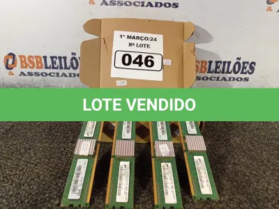 LOTE 046 - 01 LOTE COM VÁRIAS MEMORIAS PARA PC MARCAS E MODELOS DIVERSOS. (NO ESTADO) ATENÇÃO! FAZER A VISITAÇÃO ANTES DE ARREMATAR, NÃO SABEMOS SE FUNCIONA. LEILÃO NÃO TEM GARANTIA E NEM DEVOLUÇÃO, SUJEITO A POSSÍVEIS AVARIAS VISÍVEIS/OCULTAS E/OU AUSÊNCIA DE COMPONENTES.