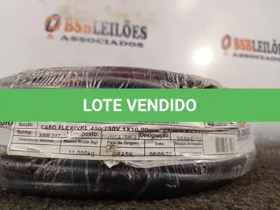 LOTE 130 - 01 ROLO DE CABO FLEXÍVEL 100M 1X10MM NA COR PRETA (NOVO). (NO ESTADO) ATENÇÃO! FAZER A VISITAÇÃO ANTES DE ARREMATAR, NÃO SABEMOS SE FUNCIONA. LEILÃO NÃO TEM GARANTIA E NEM DEVOLUÇÃO, SUJEITO A POSSÍVEIS AVARIAS VISÍVEIS/OCULTAS E/OU AUSÊNCIA DE COMPONENTES.