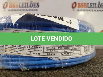 LOTE 040 - 01 ROLO DE CABO FLEXÍVEL 100M 1X10MM NA COR AZUL (NOVO). (NO ESTADO) ATENÇÃO! FAZER A VISITAÇÃO ANTES DE ARREMATAR, NÃO SABEMOS SE FUNCIONA. LEILÃO NÃO TEM GARANTIA E NEM DEVOLUÇÃO, SUJEITO A POSSÍVEIS AVARIAS VISÍVEIS/OCULTAS E/OU AUSÊNCIA DE COMPONENTES.
