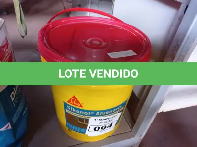 LOTE 094 - 01 BALDE DE SIKANOL ALVENARIA, ADITIVO PLASTIFICANTE PARA ARGAMASSA DE ASSENTAMENTO E REBOCO 18L. (NO ESTADO) ATENÇÃO! FAZER A VISITAÇÃO ANTES DE ARREMATAR, NÃO SABEMOS SE FUNCIONA. LEILÃO NÃO TEM GARANTIA E NEM DEVOLUÇÃO, SUJEITO A POSSÍVEIS AVARIAS VISÍVEIS/OCULTAS E/OU AUSÊNCIA DE COMPONENTES.