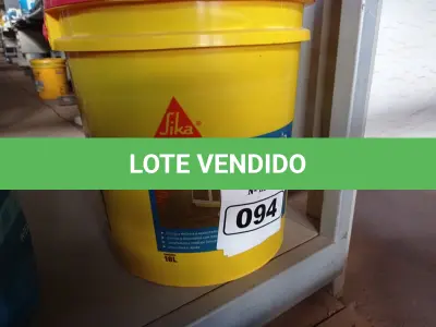 LOTE 094 - 01 BALDE DE SIKANOL ALVENARIA, ADITIVO PLASTIFICANTE PARA ARGAMASSA DE ASSENTAMENTO E REBOCO 18L. (NO ESTADO) ATENÇÃO! FAZER A VISITAÇÃO ANTES DE ARREMATAR, NÃO SABEMOS SE FUNCIONA. LEILÃO NÃO TEM GARANTIA E NEM DEVOLUÇÃO, SUJEITO A POSSÍVEIS AVARIAS VISÍVEIS/OCULTAS E/OU AUSÊNCIA DE COMPONENTES.