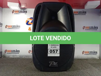 LOTE 057 - 01 CAIXA DE SOM PZ PROPASSIVE PX-12. (NO ESTADO) ATENÇÃO! FAZER A VISITAÇÃO ANTES DE ARREMATAR, NÃO SABEMOS SE FUNCIONA. LEILÃO NÃO TEM GARANTIA E NEM DEVOLUÇÃO, SUJEITO A POSSÍVEIS AVARIAS VISÍVEIS/OCULTAS E/OU AUSÊNCIA DE COMPONENTES.