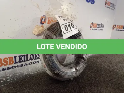 LOTE 010 - 01 ROLO DE CABO FLEXÍVEL 100M 1X4MM NA COR PRETA (NOVO). (NO ESTADO) ATENÇÃO! FAZER A VISITAÇÃO ANTES DE ARREMATAR, NÃO SABEMOS SE FUNCIONA. LEILÃO NÃO TEM GARANTIA E NEM DEVOLUÇÃO, SUJEITO A POSSÍVEIS AVARIAS VISÍVEIS/OCULTAS E/OU AUSÊNCIA DE COMPONENTES.