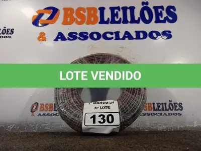 LOTE 130 - 01 ROLO DE CABO FLEXÍVEL 100M 1X10MM NA COR PRETA (NOVO). (NO ESTADO) ATENÇÃO! FAZER A VISITAÇÃO ANTES DE ARREMATAR, NÃO SABEMOS SE FUNCIONA. LEILÃO NÃO TEM GARANTIA E NEM DEVOLUÇÃO, SUJEITO A POSSÍVEIS AVARIAS VISÍVEIS/OCULTAS E/OU AUSÊNCIA DE COMPONENTES.