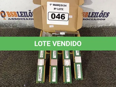 LOTE 046 - 01 LOTE COM VÁRIAS MEMORIAS PARA PC MARCAS E MODELOS DIVERSOS. (NO ESTADO) ATENÇÃO! FAZER A VISITAÇÃO ANTES DE ARREMATAR, NÃO SABEMOS SE FUNCIONA. LEILÃO NÃO TEM GARANTIA E NEM DEVOLUÇÃO, SUJEITO A POSSÍVEIS AVARIAS VISÍVEIS/OCULTAS E/OU AUSÊNCIA DE COMPONENTES.