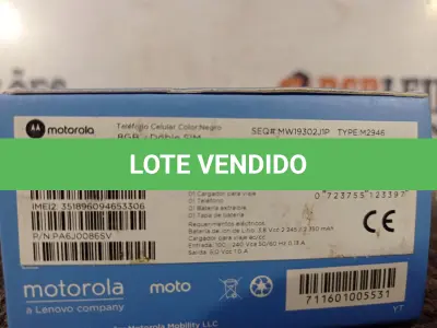 LOTE 066 - 01 CELULAR MOTO “C” 8BG. (NO ESTADO) ATENÇÃO! FAZER A VISITAÇÃO ANTES DE ARREMATAR, NÃO SABEMOS SE FUNCIONA. LEILÃO NÃO TEM GARANTIA E NEM DEVOLUÇÃO, SUJEITO A POSSÍVEIS AVARIAS VISÍVEIS/OCULTAS E/OU AUSÊNCIA DE COMPONENTES.