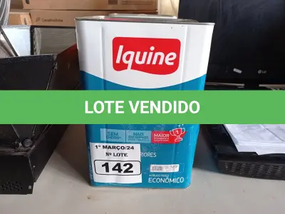 LOTE 142 - 01 LATA DE TINTA IQUINE DIATEX PINTA MAIS 18L FOSCO AVELUDADO COR VERDE PISCINA. (NO ESTADO) ATENÇÃO! FAZER A VISITAÇÃO ANTES DE ARREMATAR, NÃO SABEMOS SE FUNCIONA. LEILÃO NÃO TEM GARANTIA E NEM DEVOLUÇÃO, SUJEITO A POSSÍVEIS AVARIAS VISÍVEIS/OCULTAS E/OU AUSÊNCIA DE COMPONENTES.