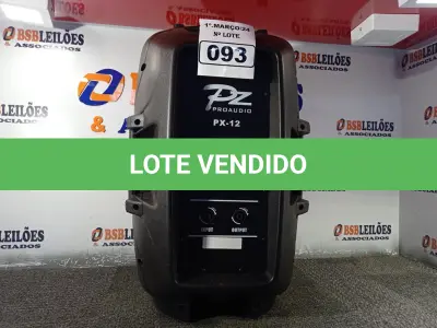 LOTE 093 - 01 CAIXA DE SOM PZ PROPASSIVE PX-12. (NO ESTADO) ATENÇÃO! FAZER A VISITAÇÃO ANTES DE ARREMATAR, NÃO SABEMOS SE FUNCIONA. LEILÃO NÃO TEM GARANTIA E NEM DEVOLUÇÃO, SUJEITO A POSSÍVEIS AVARIAS VISÍVEIS/OCULTAS E/OU AUSÊNCIA DE COMPONENTES.