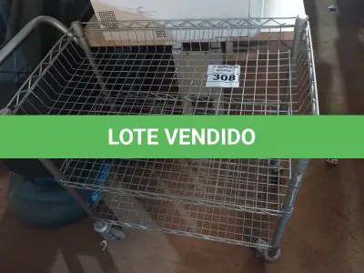 LOTE 308 - 01 CARRINHO PARA TRANSPORTE DE ALIMENTOS. (NO ESTADO) ATENÇÃO! FAZER A VISITAÇÃO ANTES DE ARREMATAR, NÃO SABEMOS SE FUNCIONA. LEILÃO NÃO TEM GARANTIA E NEM DEVOLUÇÃO, SUJEITO A POSSÍVEIS AVARIAS VISÍVEIS/OCULTAS E/OU AUSÊNCIA DE COMPONENTES.