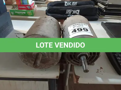 LOTE 499 - 02 MOTORES ELETRICOS. (NO ESTADO) ATENÇÃO! FAZER A VISITAÇÃO ANTES DE ARREMATAR, NÃO SABEMOS SE FUNCIONA. LEILÃO NÃO TEM GARANTIA E NEM DEVOLUÇÃO, SUJEITO A POSSÍVEIS AVARIAS VISÍVEIS/OCULTAS E/OU AUSÊNCIA DE COMPONENTES.