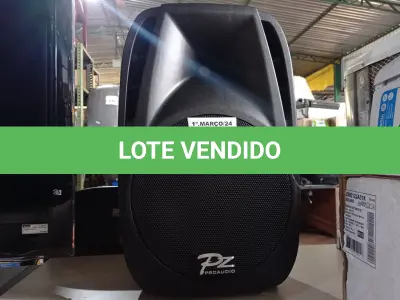 LOTE 300 - 01 CAIXA DE SOM PZ PROPASSIVE PX-12. (NO ESTADO) ATENÇÃO! FAZER A VISITAÇÃO ANTES DE ARREMATAR, NÃO SABEMOS SE FUNCIONA. LEILÃO NÃO TEM GARANTIA E NEM DEVOLUÇÃO, SUJEITO A POSSÍVEIS AVARIAS VISÍVEIS/OCULTAS E/OU AUSÊNCIA DE COMPONENTES.